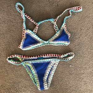 Blue Large Women’s Kiini Crochet-trimmed bikini